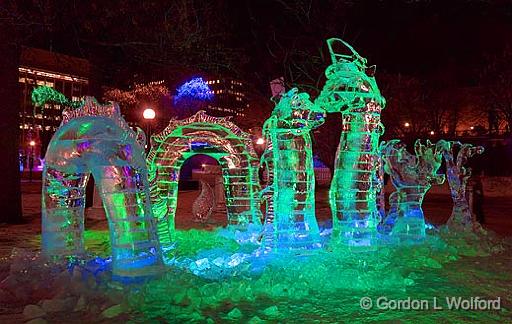 Winterlude 2010 Ice Sculpture_13964.jpg - Winterlude ('Bal de Neige' in French) is the annual winter festivalof Canada's capital region (Ottawa, Ontario and Gatineau, Quebec).Photographed at Ottawa, Ontario - the capital of Canada.